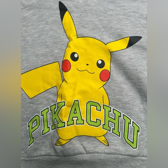 Pokemon Pikachu Kids Size XS Sleveless Sweat Hoodie Sweatshirt Gray - Picture 2 of 7